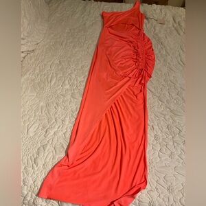 Hot pink Superdown maxi dress with cut out, high slit